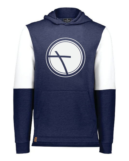 Holloway Colorblocked Navy Hoodie (Cross or Wildcat)