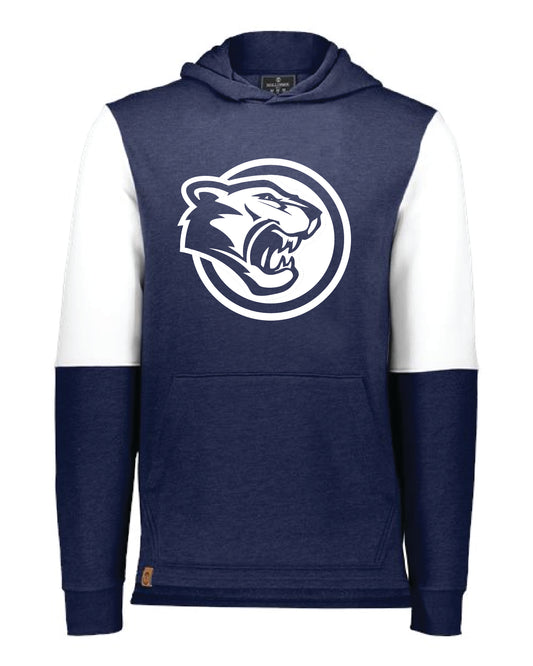 Holloway Colorblocked Navy Hoodie (Cross or Wildcat)